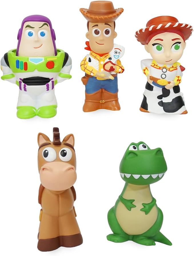 Disney Store Official Toy Story Bath Toys Set - Includes 5 Detailed Toys with a Straining Storage Bucket - Bath Time Fun & Water Play Set for Kids