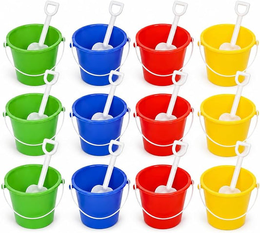 The Dreidel Company Beach Day Playsets, 48-Pack, Each Play Set Includes 1 Sand Bucket, 1 Shovel, Birthday Treats for Boys and Girls, Party Favors for Children, 5.5" Beach Set (48-Pack)