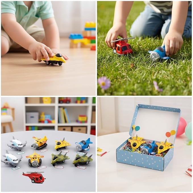 6PCS Pull Back Airplane Set Military Fighter Jet Helicopters Aircraft Toys Die Cast Airplane Toys for Kids Birthday Party Favors
