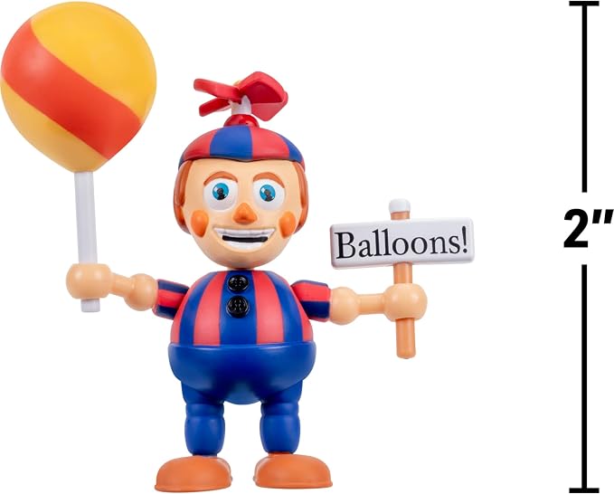 Jazwares Five Nights at Freddy’s Balloon Boy - 2.5-Inch Articulated Figure and Glow-in-The-Dark Eyes Plus 2-Inch Crying Child Figure