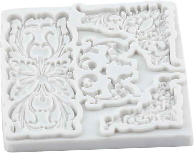 Baroque Curlicues Scroll Lace Silicone Molds Scroll Relief Flower Lace Filigree Polymer Clay Mold for DIY Crafts Epoxy Resin Casting Air Dry Polymer Clay Plaster Jewelry Making