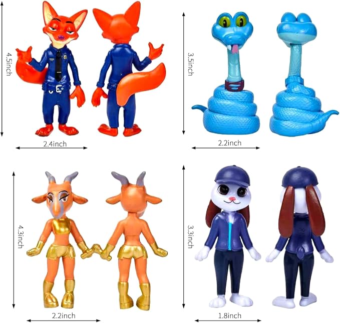 11-Pack Zootopia 2 Toys Animal City Character Figurines, 4'' Cartoon Animal Toys, City Adventure-Themed Mini Action Figure Collection for Kids & Fans, Party Favors and Birthday Gifts