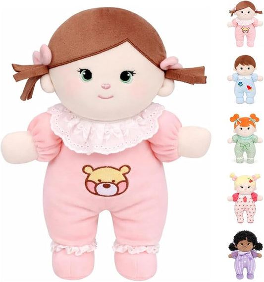 Soft Baby Doll My First Baby Rag Dolls for Kids,Snuggle Buddy Toy for 1 Year Old Girl,Birthday Gifts for Girls Infants 10"(Pink)