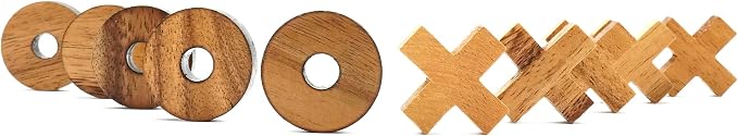 BSIRI Tic Tac Toe Wooden Board Games (Only X-O Pieces)- Unique Gifts, Fun Gifts for Adults and Use as Living Room Rustic Table Decor Ideal for Coffee Table Decor