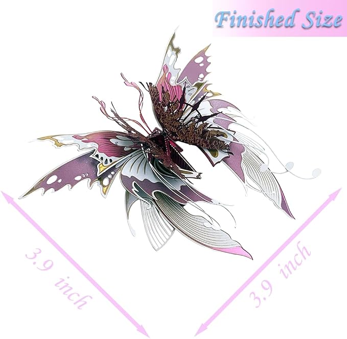 3D Metal Puzzles for Adults,Butterfly Model Building Kits,Cute Insect Design,Brain Teaser Puzzle,DIY Mechanical Assembly Kit Creative Ornament Suitable for Home Decor Art Craft (Purple)