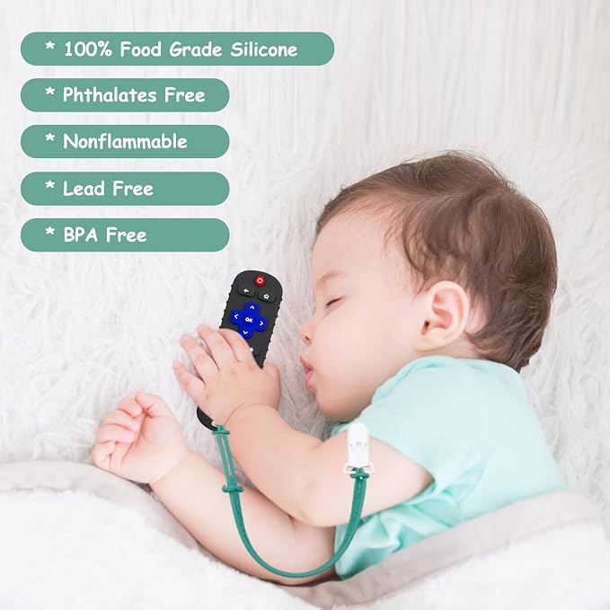 2 Pack Remote Control Shape Teether for Baby,Babies Toy, TV Remote Control,Silicone Remote Control Teething Toys