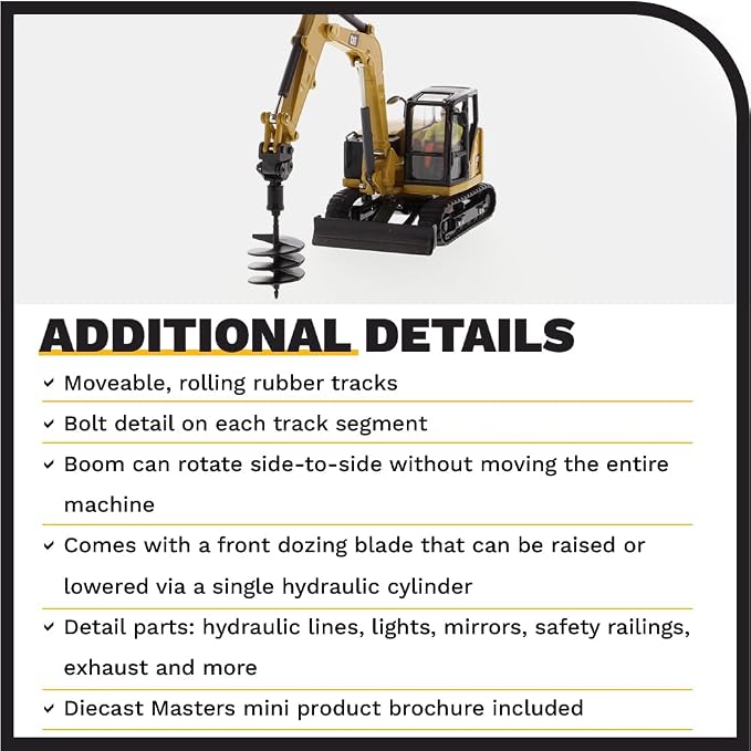 Diecast Masters 1:50 Scale Caterpillar 308 CR Mini Hydraulic Excavator | High Line Series Cat Trucks & Construction Equipment | Model 85596