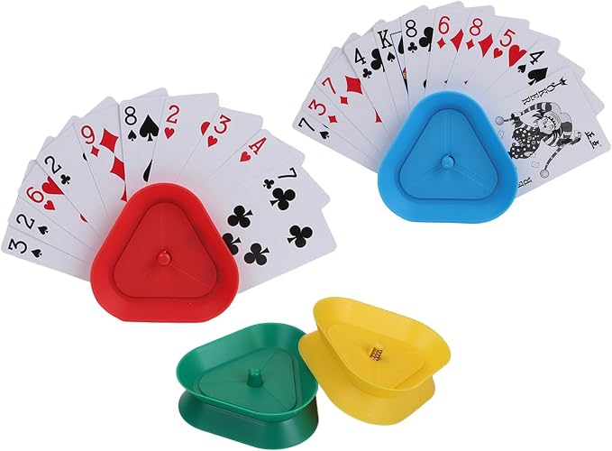 4 Pack Triangle Shaped Hands-Free Playing Card Holder for Kids,Playing Card Games Holder,Adults,Poker Parties,Family Card Game Nights&Classroom Activities (4pack)