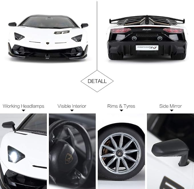 RASTAR Toy Lamborghini Car 1:14 Lamborghini Aventador SVJ Remote Control Model Car, Super RC Sport Racing Car for Kids Boys Gifts, 2.4GHz / White