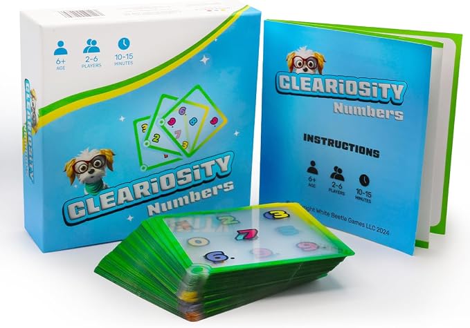 Numbers – Transparent Number Cards & Math Games, Math Classroom Resource & Preschool Learning Activities for Kids Ages 6+, Early Childhood Educational Gift for Boys and Girls, 2-6 Players