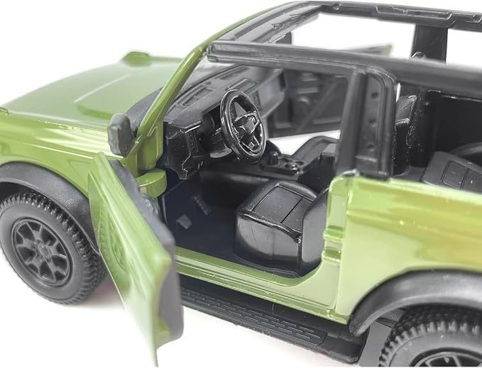 2-Door Convertible Bronco Badlands Model Car 1/36 Scale Diecast Toy Cars Metal Alloy Children’s Vehicles, Pull Back Doors Open, Black Rim, Mens Collection, Kids Toys for Boys Gifts, Cake Topper, green