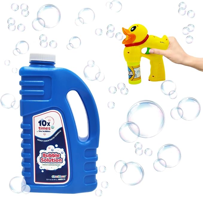 16 oz Concentrated Blue Bubble Solution Bottle with Handle, Refills up to 1.25 Gallons, Non-Toxic Concentrated Solution for Bubble Machines, Giant Bubble Wands, Bubble Gun and Blowers (4-Pack)