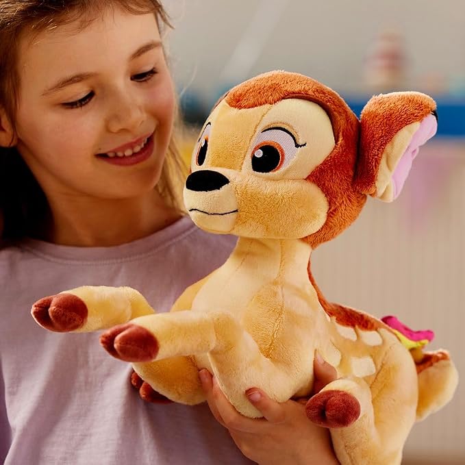Disney Store Official Bambi Medium Soft Toy for Kids - Cuddly Character with Fuzzy Texture, Embroidered Details, & Satin Butterfly - Disney Plushy Suitable for All Ages