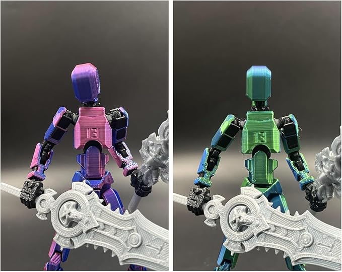 SANSGOUP T13 Dummy Action Figure Set (Assembly Completed), 3D Printed Multi-Jointed Movable Titan 13 Lucky 13 Mobile Robot, Nova 13 Action Figures Desktop Decorations for Game Lovers Toy (Purple Blue