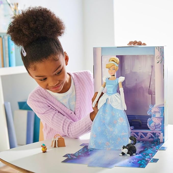 Disney Store Official Cinderella Story Doll - 11 Inches - Includes Coloring Book and Additional Dress, Princess Doll in Classic Outfit, Disney Princess Toys
