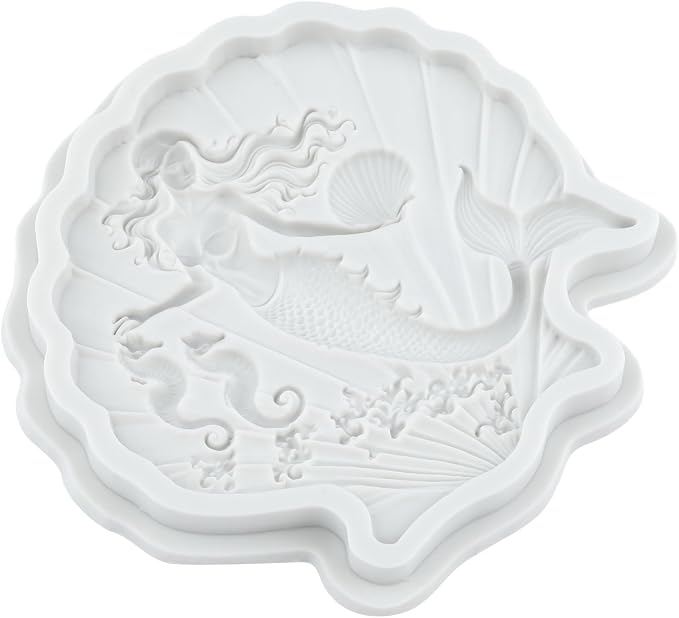 Seashell Silicone Mold Shell Mermaid Seahorse Polymer Clay Molds for DIY Craft Epoxy Resin Casting Polymer Clay Tools Crafts Air Dry Jewelry Making