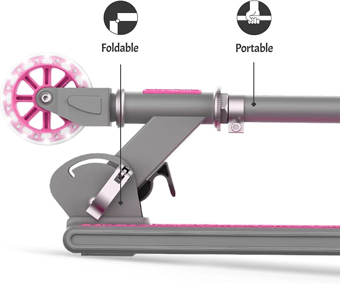 Jetson Leo Folding Kick Scooter| Easy Folding Mechanism | Light-Up Wheels |Height-Adjustable Handlebar |Rear Foot Brake|Ages 5+