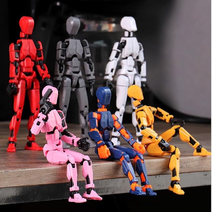 Titan T13 Action Figures Set -(Assembly Required) Robot Action Figure Fidget Toys for Nova N13 Anime Figures with 3D Lucky Dummy 13 Robot Figures Multi Movable Joints Gifts (Grey+Blue)