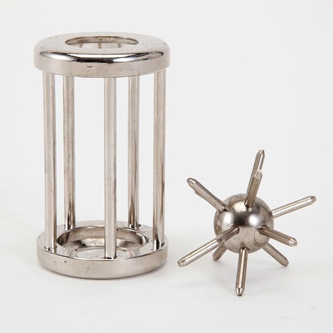 Bits and Pieces Metal Brain Teaser Puzzle - Spiked Ball Disentanglement Puzzle, 3D Assembly Puzzles for Adults
