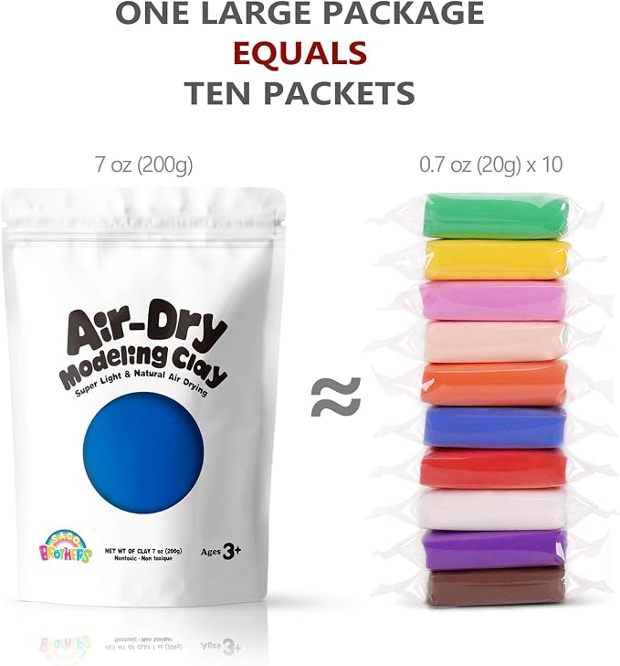 Sago Brothers Modeling Clay for Kids - Blue, 7 oz Molding Magic Clay for Kids Air Dry, Super Soft Clay for DIY Slime, Ultra Light Air Dry Modeling Clay for Toddlers Children Teens | Molding magic clay for kids air dry, super soft for DIY slime. Ultra l...