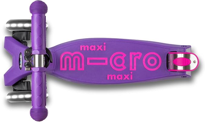 Micro Kickboard | Maxi LED Kids Scooter for Ages 5-12 | Children up to 110 lbs | 3 Wheel Lean-to-Steer Design | Adjustable T Bar | Smooth Ride, Motion Activated PU LED Wheels | Swiss Design