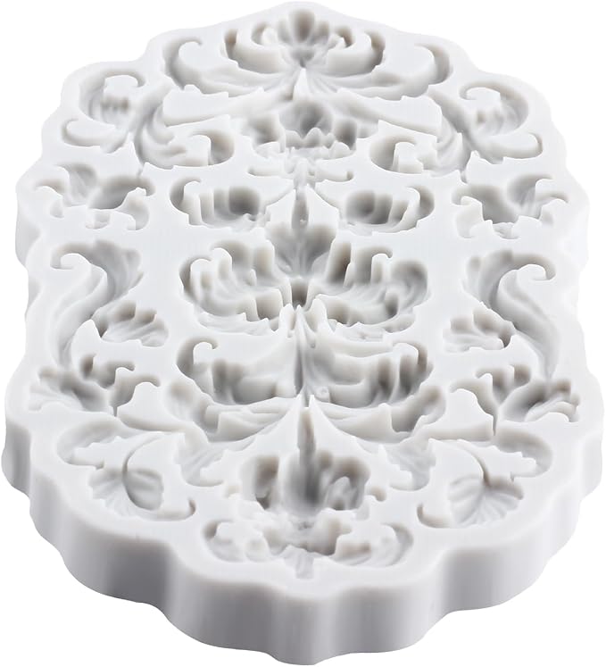 Baroque Polymer Clay Mold Curlicues Scroll Lace Silicone Molds Embossed Flower Mold for DIY Craft Epoxy Resin Casting Polymer Clay Tools Crafts Air Dry Jewelry Making