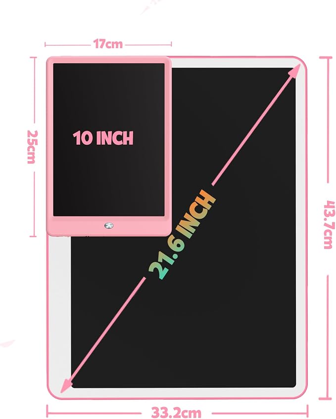 TEKFUN 20inch LCD Writing Tablet with Stylus, Erasable Doodle Board Mess Free Drawing Pad for Kids, Car Trip Educational Toys Birthday Christmas Gift for 3 4 5 6 7 Girls Boy(Pink)