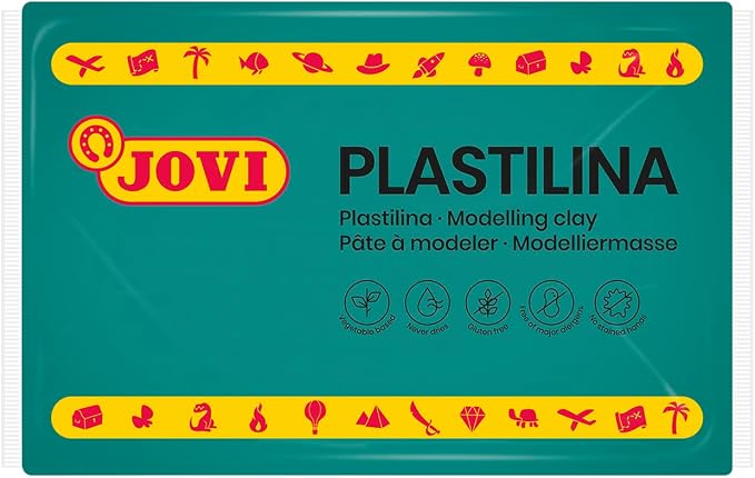 Jovi Modeling Clay, 3 Pounds Total, 4 Non-Drying Bars, 0.77 lb Each, Arts and Crafts Non-Toxic and Gluten Free plasticine (Dark Green)