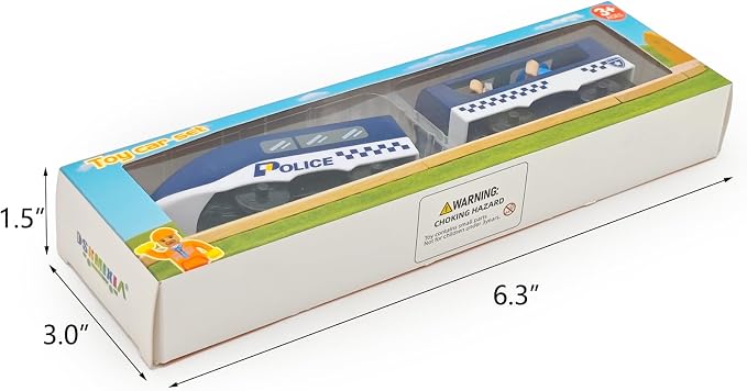 Battery Operated Police Train for Wooden Train Tracks with Figures Kids Magnetic Wooden Trains Set for Toddlers Boys 3-5 4-8 (Without Battery and Tracks) (Blue)