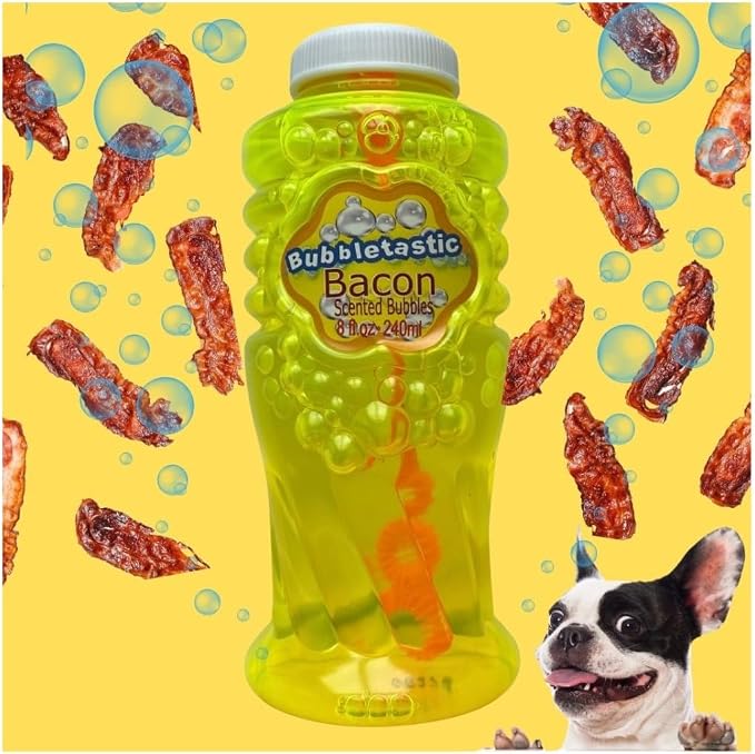 Bubbletastic Bacon Bubble Machine for Dogs - with Free 8oz. Bottle of Bacon Bubbles!