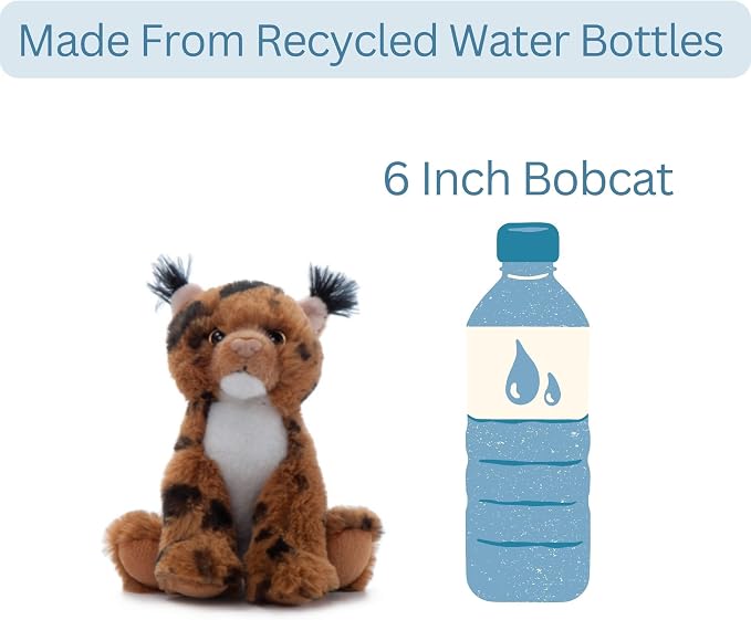 The Petting Zoo Bobcat Stuffed Animal Plushie, Gifts for Kids, Wild Onez Babiez Zoo Animals, Bobcat Plush Toy 6 inches
