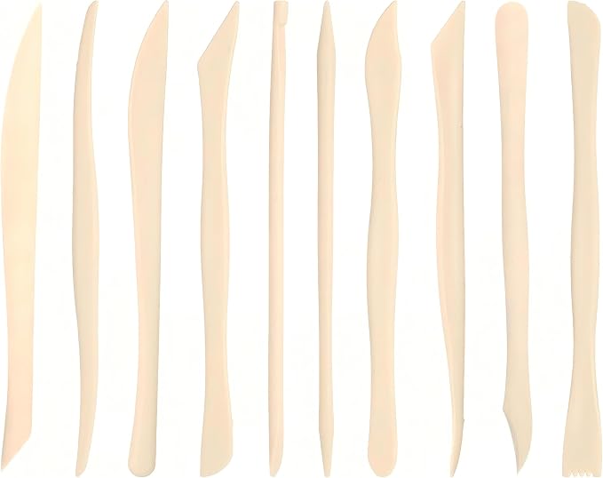 Ferrochef 10 Set 100 Pcs Plastic Clay Sculpting Tools Different Shapes Pottery Tools Clay Carving Cutters Pottery Trimming Supplies for DIY Ceramics Plastilina Molding Embossin (Classic Style)