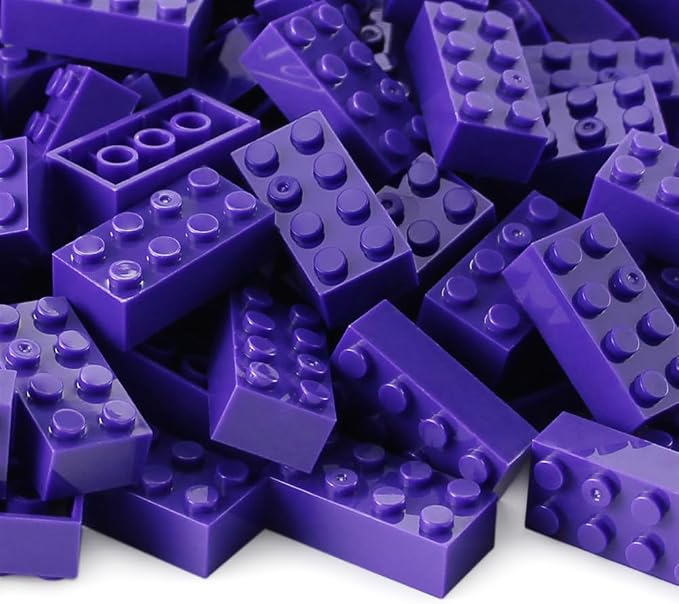 100pcs 2x4 Bricks Dark Purple Pieces Parts Classic Building kit Creative Play Set Basic Blocks Toy Accessories Compatible with 3001 Major Brands