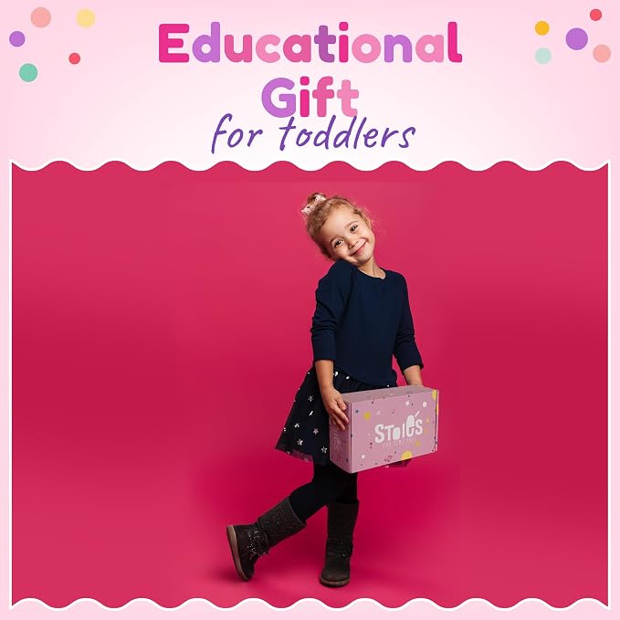 Stoie’s Pink Wooden Musical Instruments for Toddlers Ages 3+, Montessori Music Toy Set with Xylophone, Tambourine, Maracas & Triangle, Educational Preschool Toys for Girls & Boys