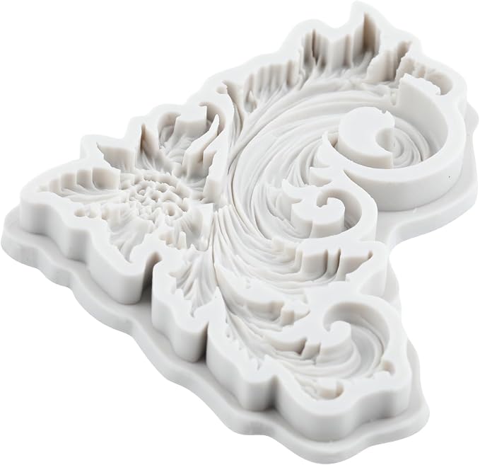 Baroque Scroll Relief Polymer Clay Molds Curlicues Scroll Lace Filigree Silicone Mold for Epoxy Resin Casting DIY Crafts Air Dry Polymer Crafts Supplies Clay Tools