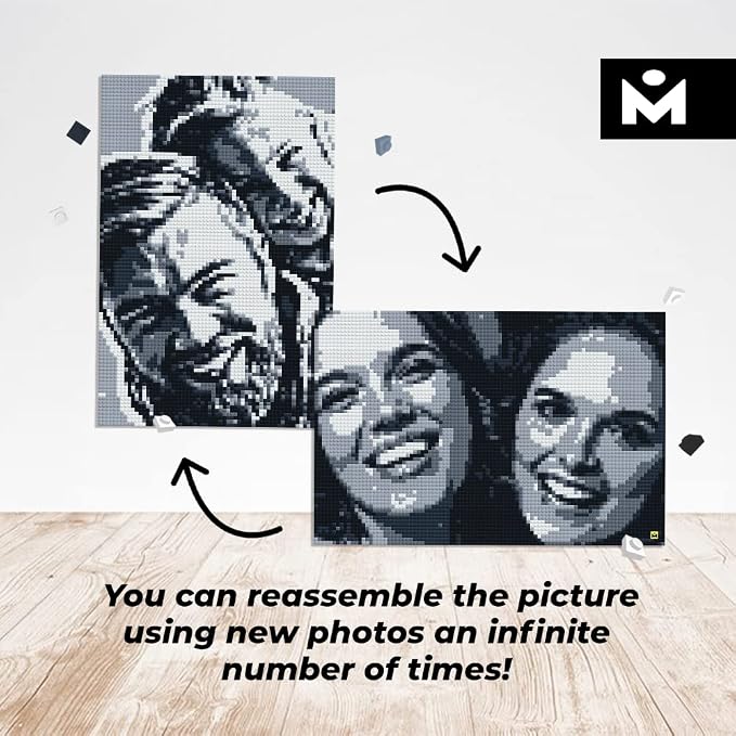 Building Set Model M | Craft Kit for Adults |Custom Photo Mosaic that Turns Any Picture into a Pixel Art Made from Building Blocks | Personalized Wall Art and Original Gift