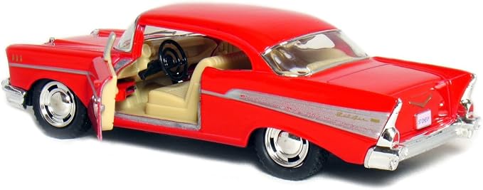 KiNSMART 1957 Chevy Bel Air Coupe 1:40 Scale 5" Die Cast Metal Classic Toy Car (Red)