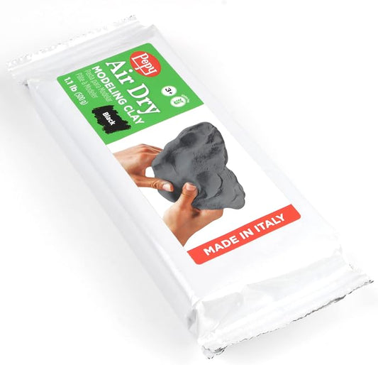 Pepy Premium European Air Dry Modeling Clay Black 1.1 lb Bar, Easy to Use Air-Hardening Clay for Classroom and Montessori Sculpting and Crafts Projects