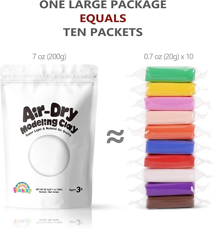 Sago Brothers White Air Dry Clay, 7oz Modeling Clay for Kids, Super Soft and Ultra Light Molding Clay for Children, Refill White Clay for Kids Age 3-12, Kids Gifts for Girls Boys, Kids Toys Crafts Kit | Super soft and ultra light molding clay for child...