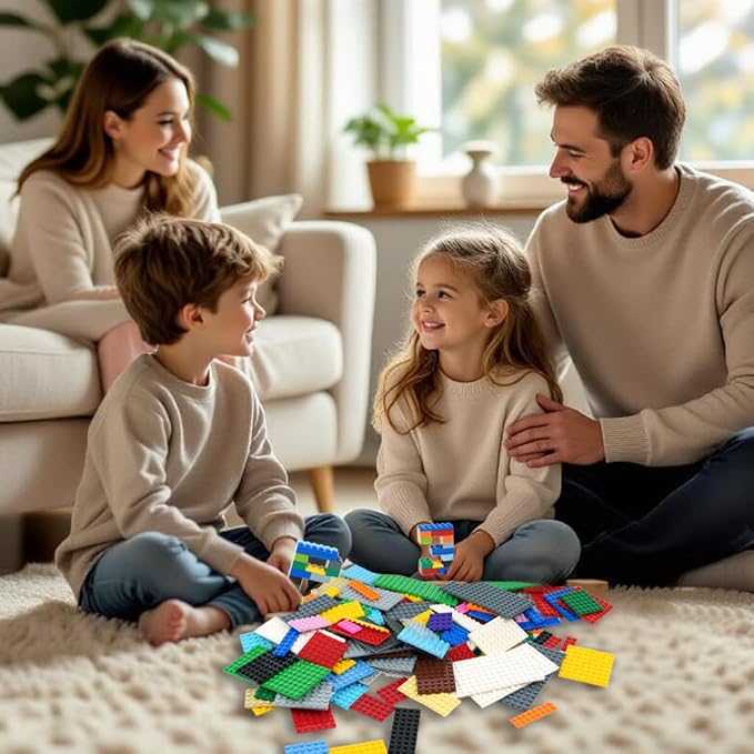 Classic Base Plates Building Pieces, 122PCS 13 Sizes Small Baseplates in Mix Color, Bulk Building Flat Platform Base Compatible with Major Brands Parts and Pieces