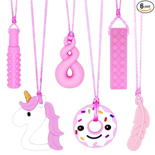 Chew Necklaces for Sensory Girls, Chewy Necklace Sensory Toys for Kids with Autism, ADHD,SPD, Chewing, Teething or Special Needs, Oral Sensory Chew Toys for Kids Adult Reduce Anxiety Fidgeting