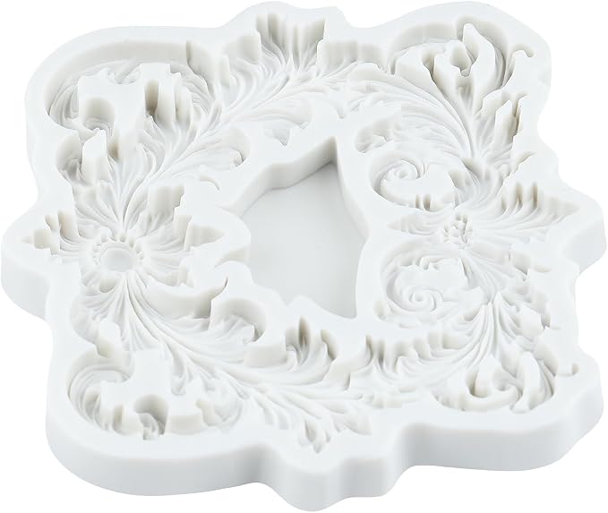 Baroque Scroll Relief Polymer Clay Molds Curlicues Scroll Lace Relief Flower Filigree Silicone Mold for Jewelry Making Epoxy Resin Casting Air Dry Polymer Clay Craft