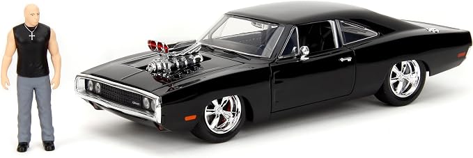 Jada Fast & Furious Dom’s 1970 Dodge Charger Diecast Model – 1:24 Scale Durable Die Cast Car – Includes Dom Figure – Perfect for Collectors and Kids
