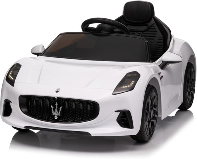 Winado 12V Ride on Car, Licensed Maserati Electric Car for Toddlers W/Remote Control, Battery Car for Kids with Bluetooth, 3 Speeds, LED & Rear Lights, Music & Horn (White)