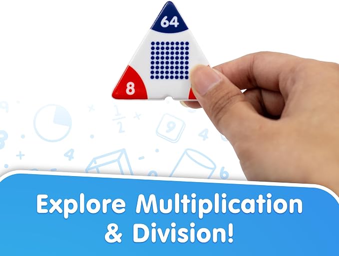 Junior Learning: Multiplication Triangles - Cover & Learn, Memorize Multiplication-Division Equations, Color-Coded Visual Math Manipulative, Melamine