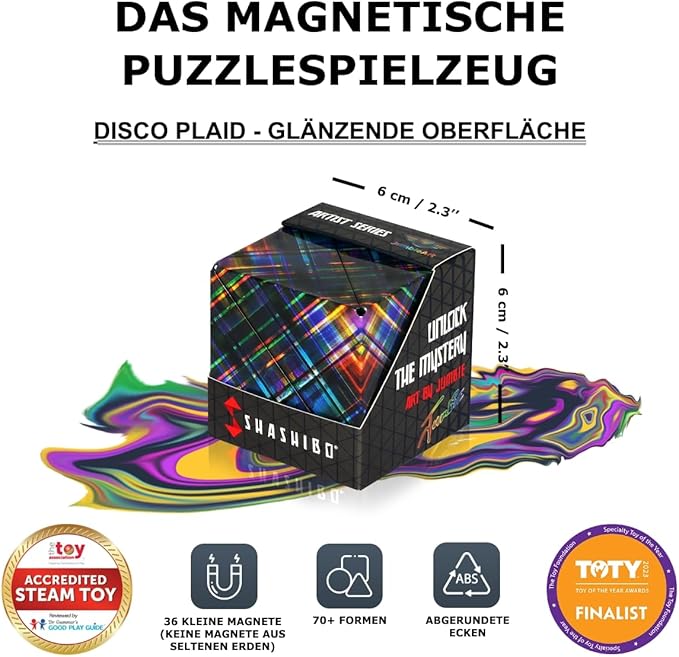 Shashibo Sensory Fidget Toy for Adults & Kids, Stress Relief Fidget Toy for Adults, Teens & Kids, Cool Fidget Toys for Desk, Classroom Must Have, Sensory Shape Shifting Cube, 100+ Possible Shapes