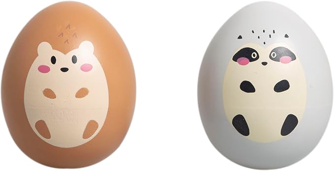 Pearhead Wooden Wobble Toy Set, Raccoon & Hedgehog Montessori Balance Toys for Babies 6+ Months, FSC Certified, Sensory Tummy Time Development Toy