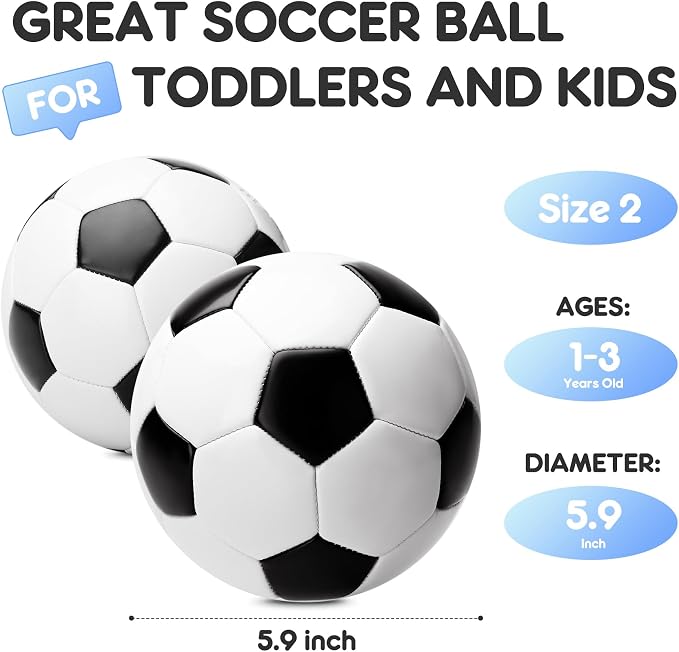 INPODAK Soccer Ball Size 3 Size 2 for Toddlers Kids 1-3 3-8, 1 or 2 Pack Cartoon Small Dinosaur Unicorn Soccer Ball Gifts for Girls Boys, Indoor Outdoor Sports Play Toys Birthday Gifts with Pump