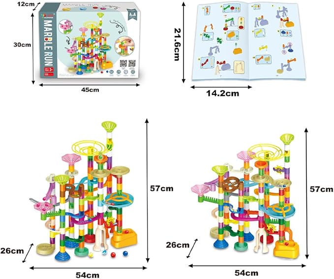 Marble Run for Kids Ages 4-8-12-150pcs Sturdy Building Toys - Amazing Fun Valentines Boys Girls Gifts - Magic Tracks - Glow in The Dark - Mindware - Marbles for Kids