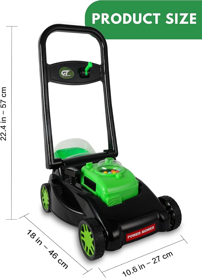 Kids Lawn Mower with Realistic Grass-Cutting Action and Sounds – No Batteries Required | Fun Outdoor Push Toy, Birthday Gift & Holiday Present for 3, 4, 5, 6Year Old Boys and Girls (Black)
